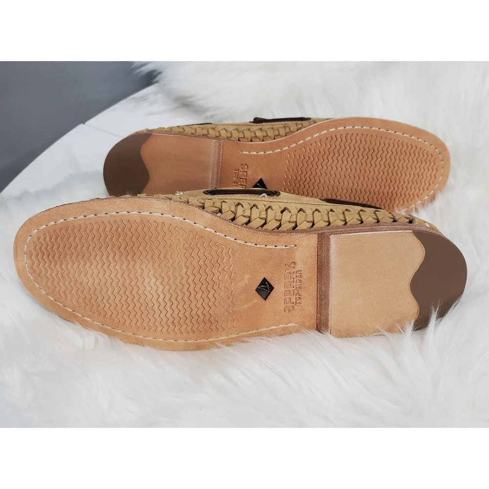 NEW NO BOX Sperry Gold‎ Cup Woven Tan Brown Bronze 2 Eye Boat Shoes SIZE 12